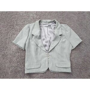 Necessary Objects Blazer Womens S Gray Short Sleeve Cropped Made‎ in USA